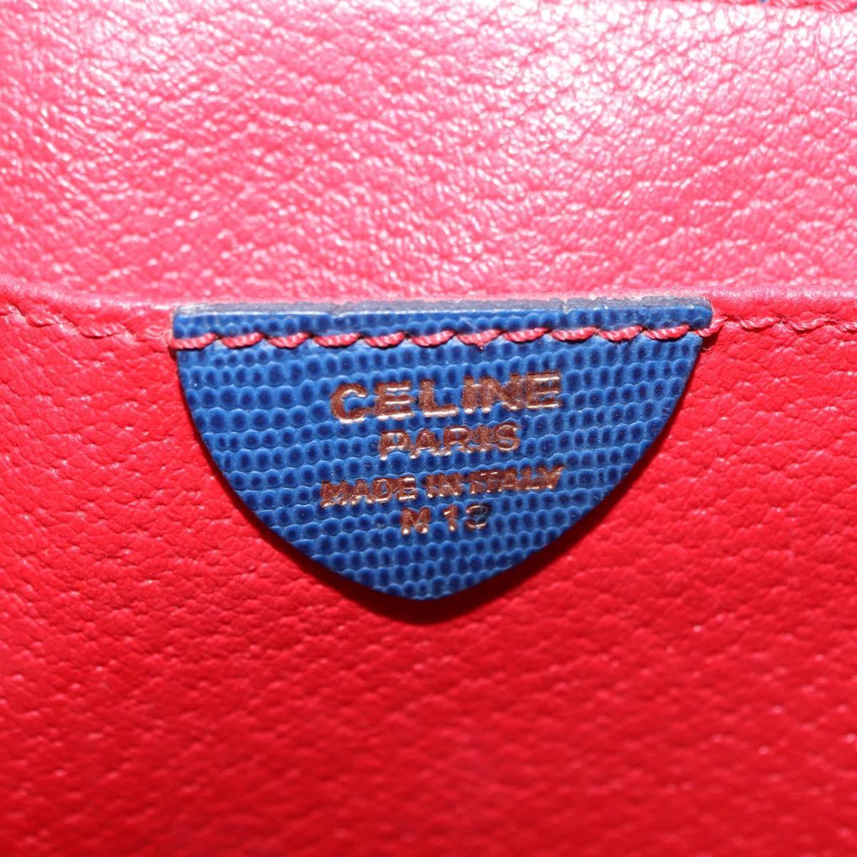 CELINE Circle Shoulder Bag Leather Blue Gold Tone Auth BA14777