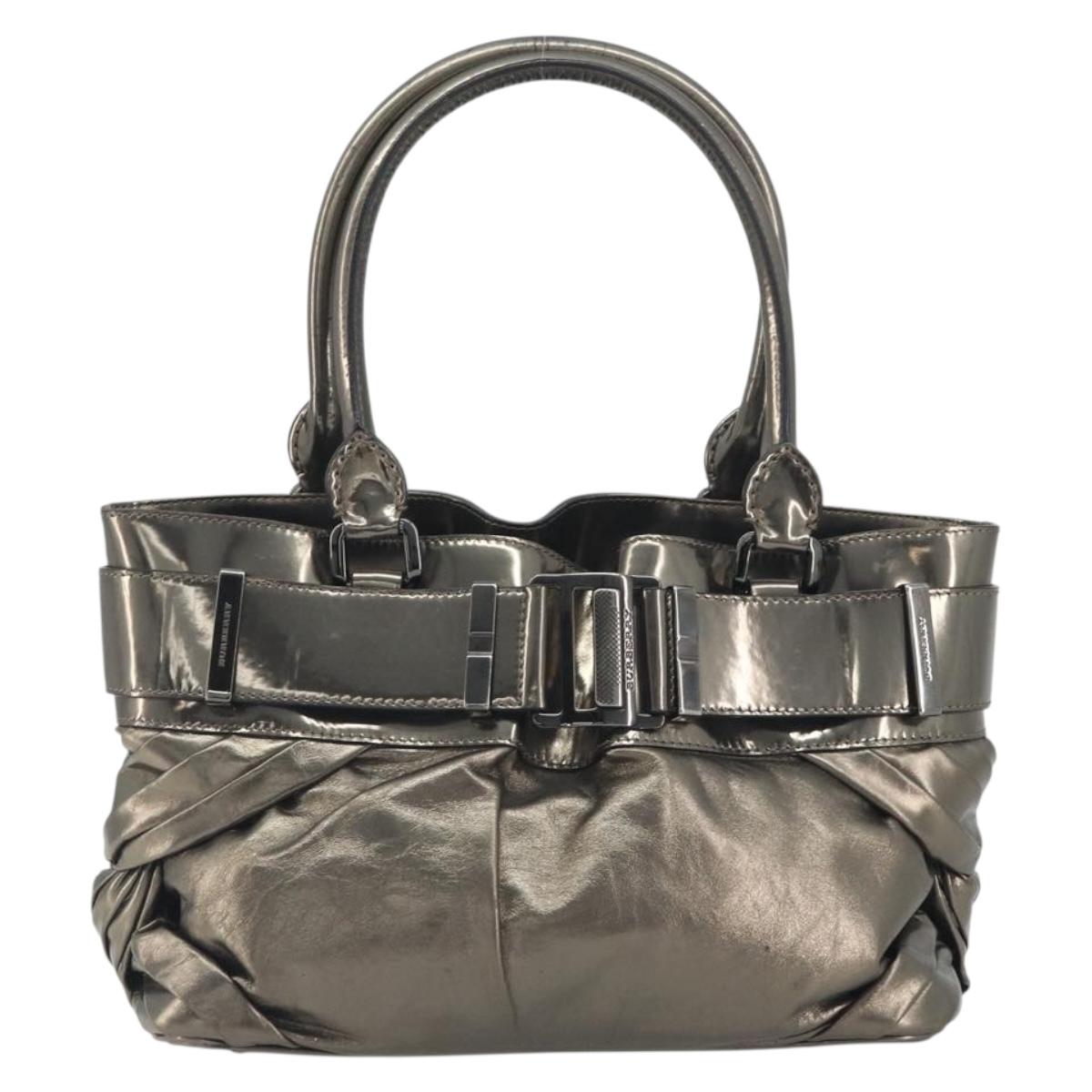 BURBERRY Hand Bag Leather Gold Auth BA14780