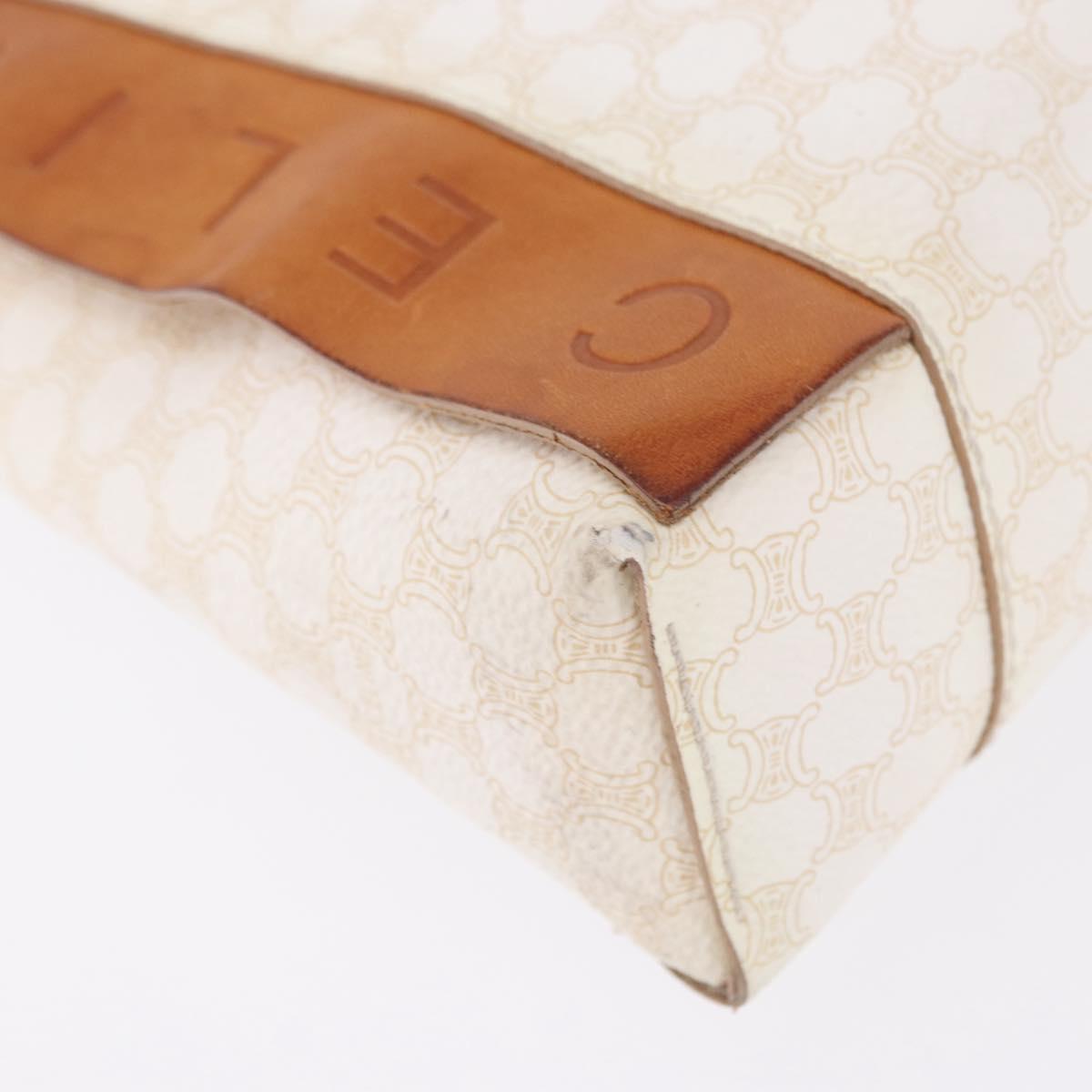 CELINE Macadam Hand Bag PVC Leather White Auth BA14782