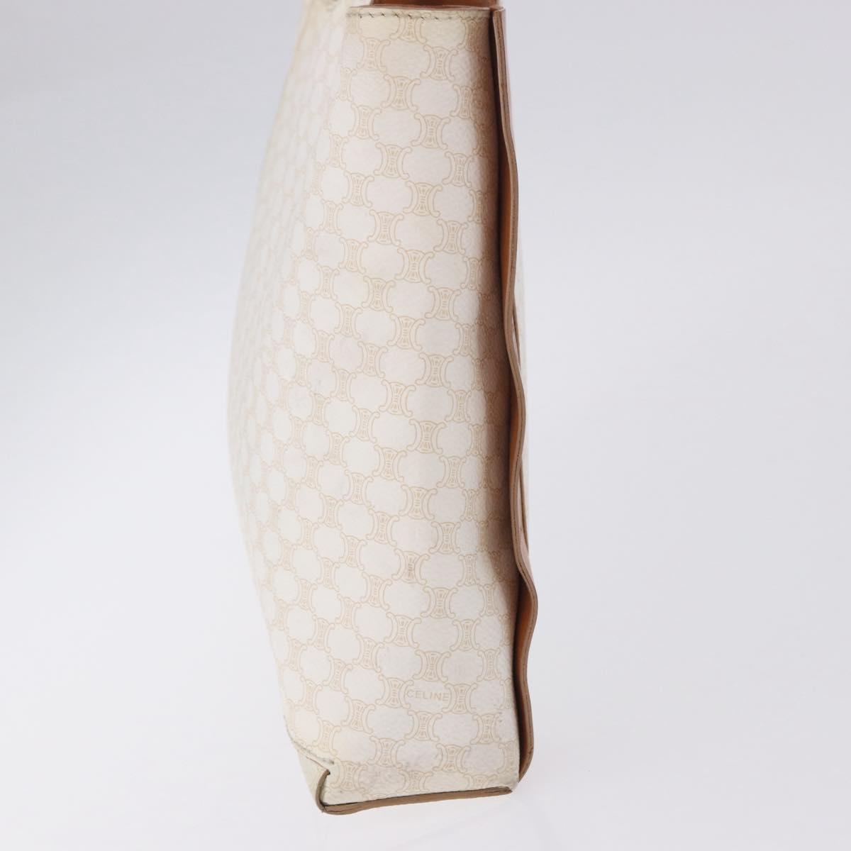 CELINE Macadam Hand Bag PVC Leather White Auth BA14782
