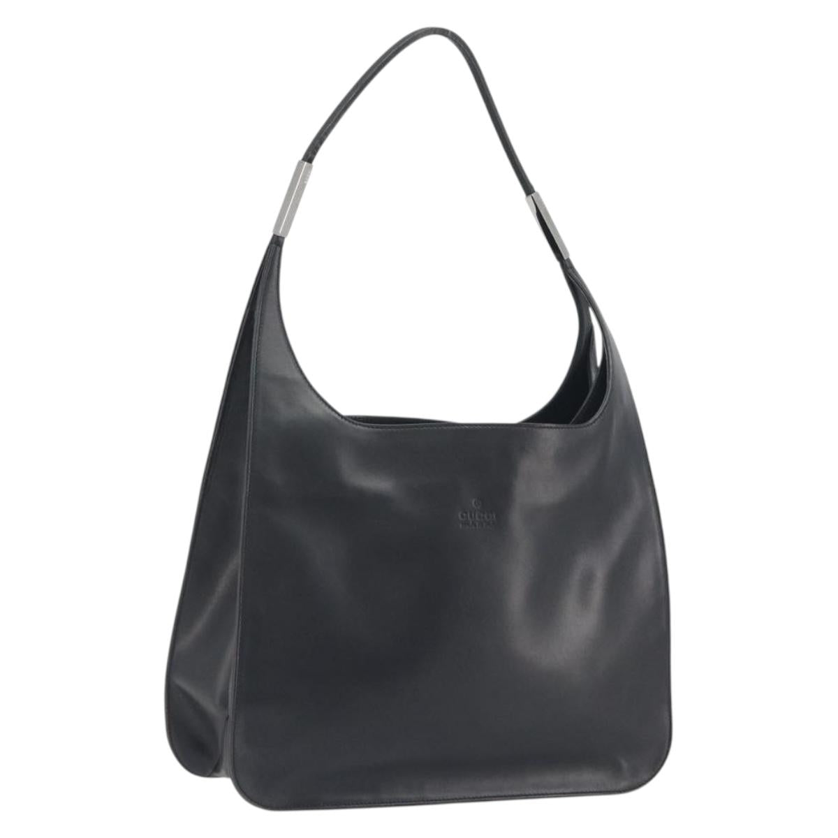 GUCCI Shoulder Bag Leather Black Silver 001 3167 Auth BA14783A