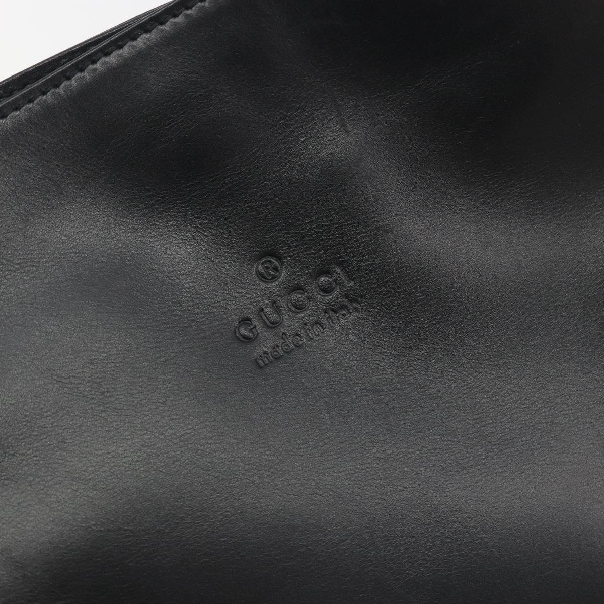 GUCCI Shoulder Bag Leather Black Silver 001 3167 Auth BA14783A