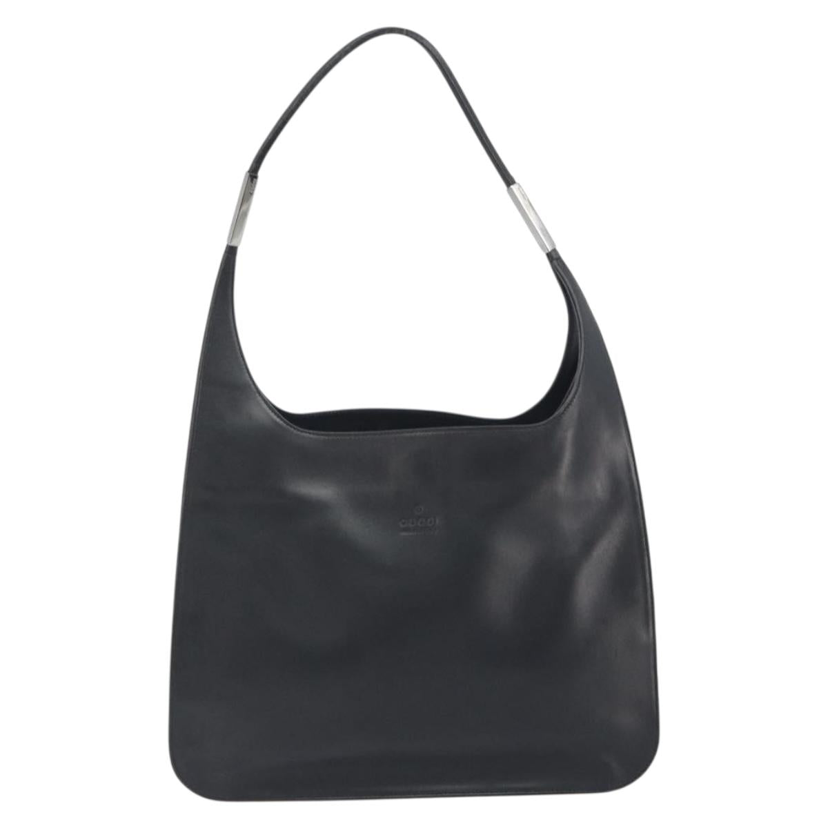 GUCCI Shoulder Bag Leather Black Silver 001 3167 Auth BA14783A