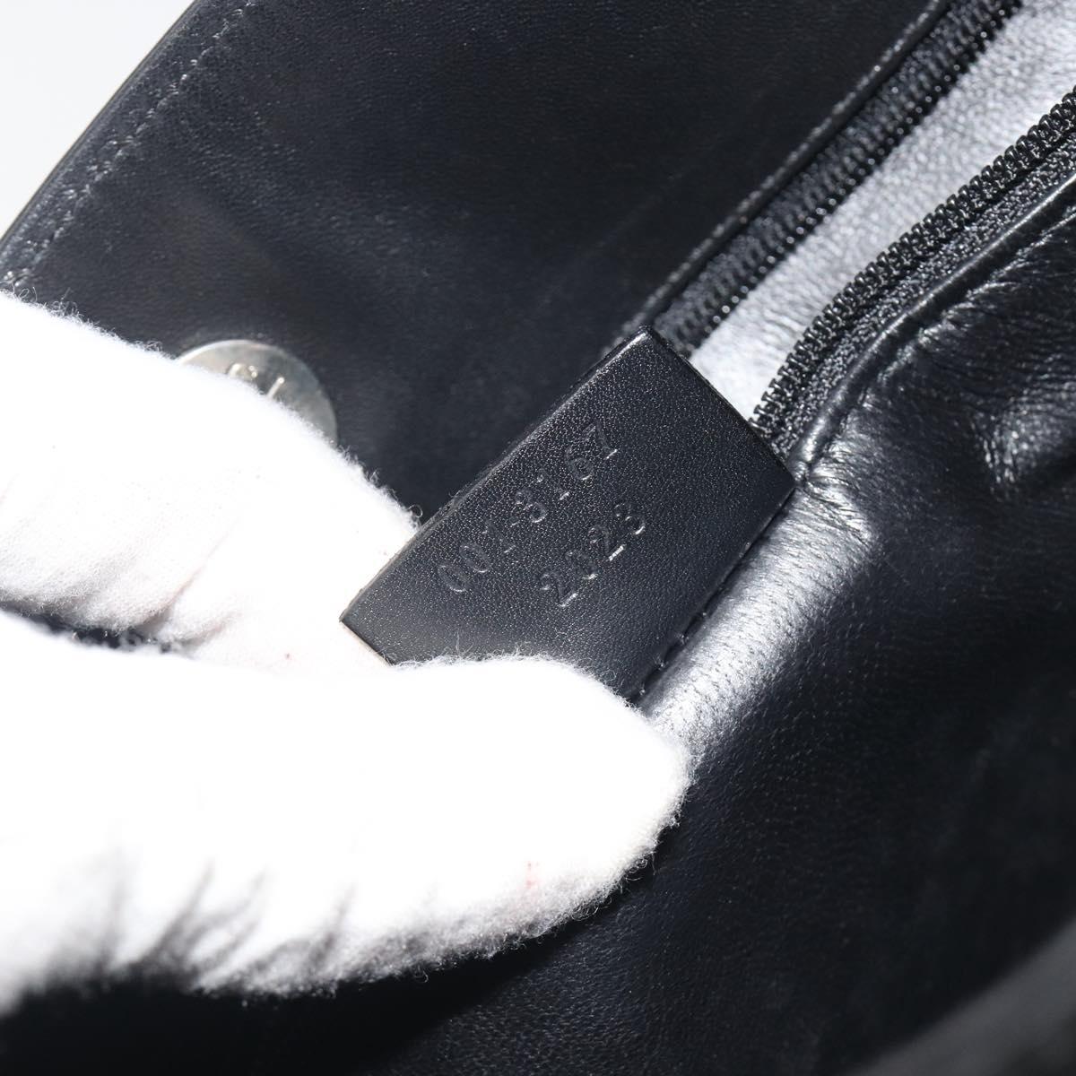 GUCCI Shoulder Bag Leather Black Silver 001 3167 Auth BA14783A
