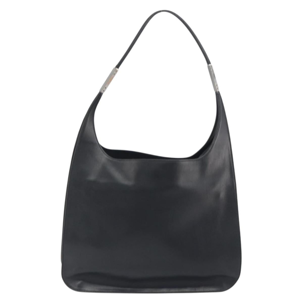 GUCCI Shoulder Bag Leather Black Silver 001 3167 Auth BA14783A