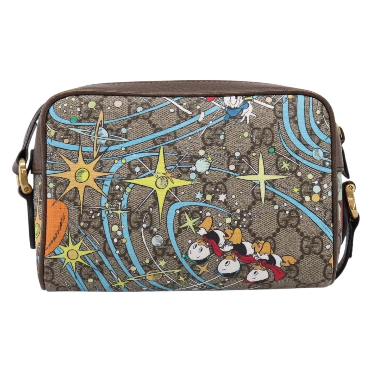 GUCCI GG Supreme Disney Donald Shoulder Bag PVC Beige 648124 Auth BA14784SAM