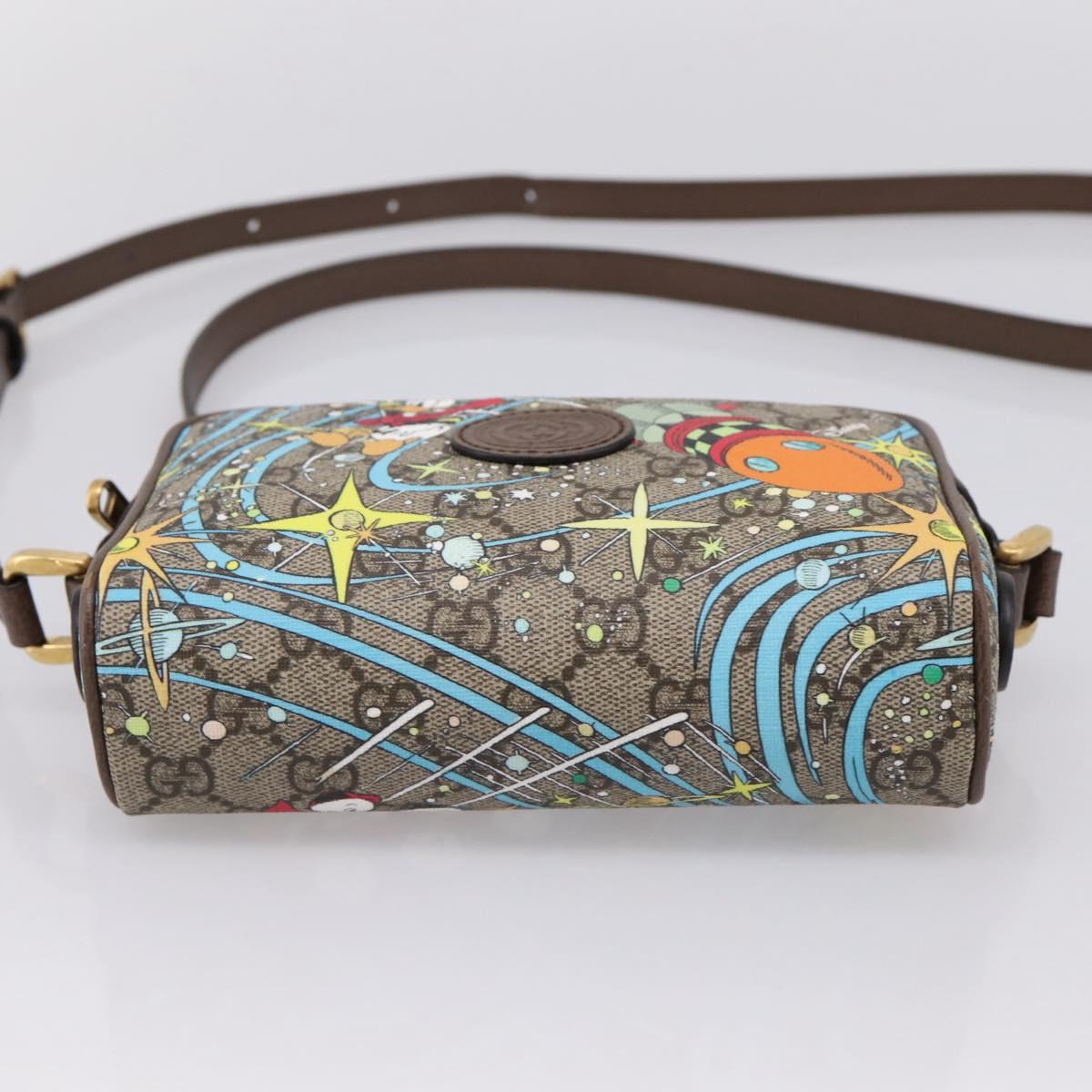 GUCCI GG Supreme Disney Donald Shoulder Bag PVC Beige 648124 Auth BA14784SAM