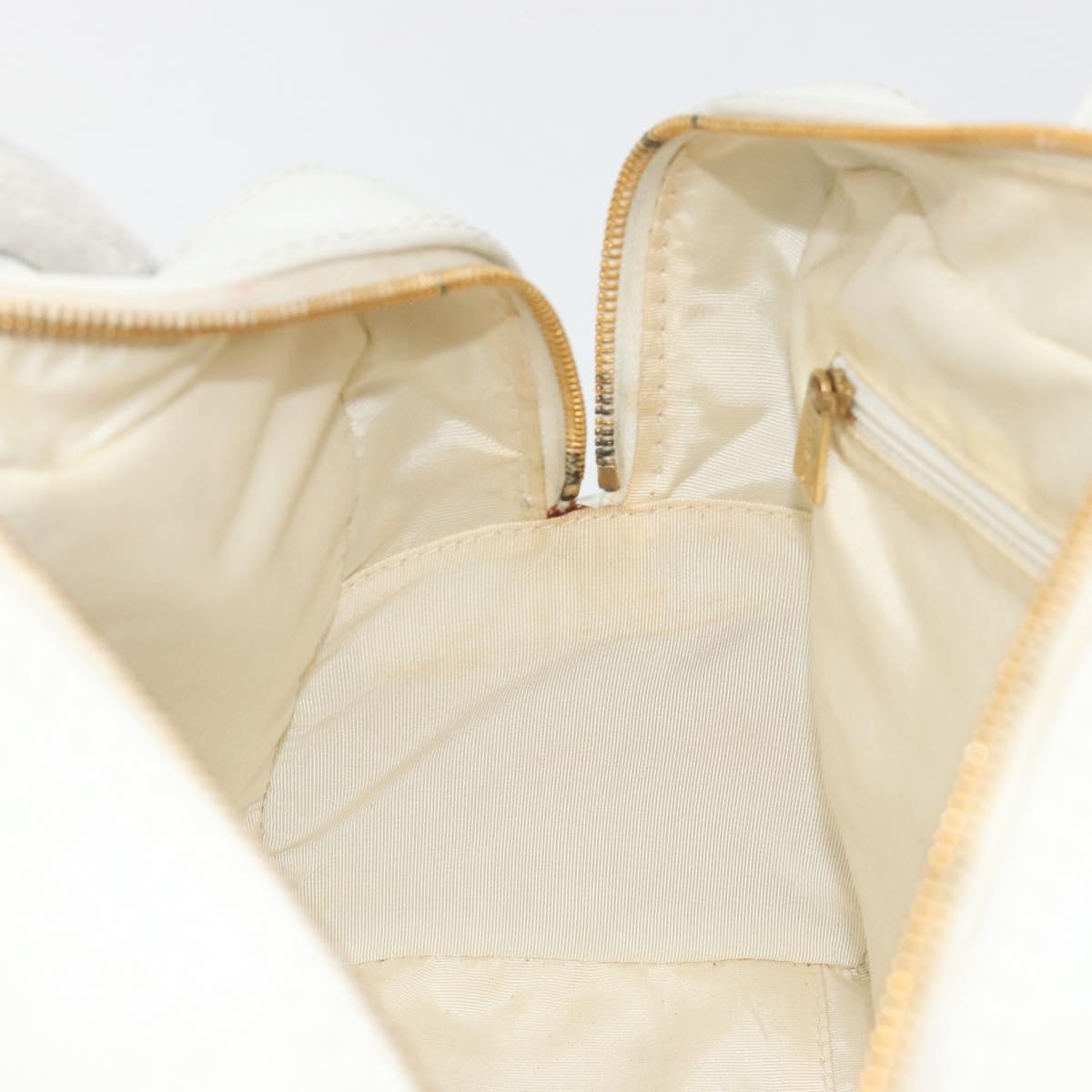 CHANEL Wild stitch Hand Bag Leather White Gold Tone CC Auth BA14785A