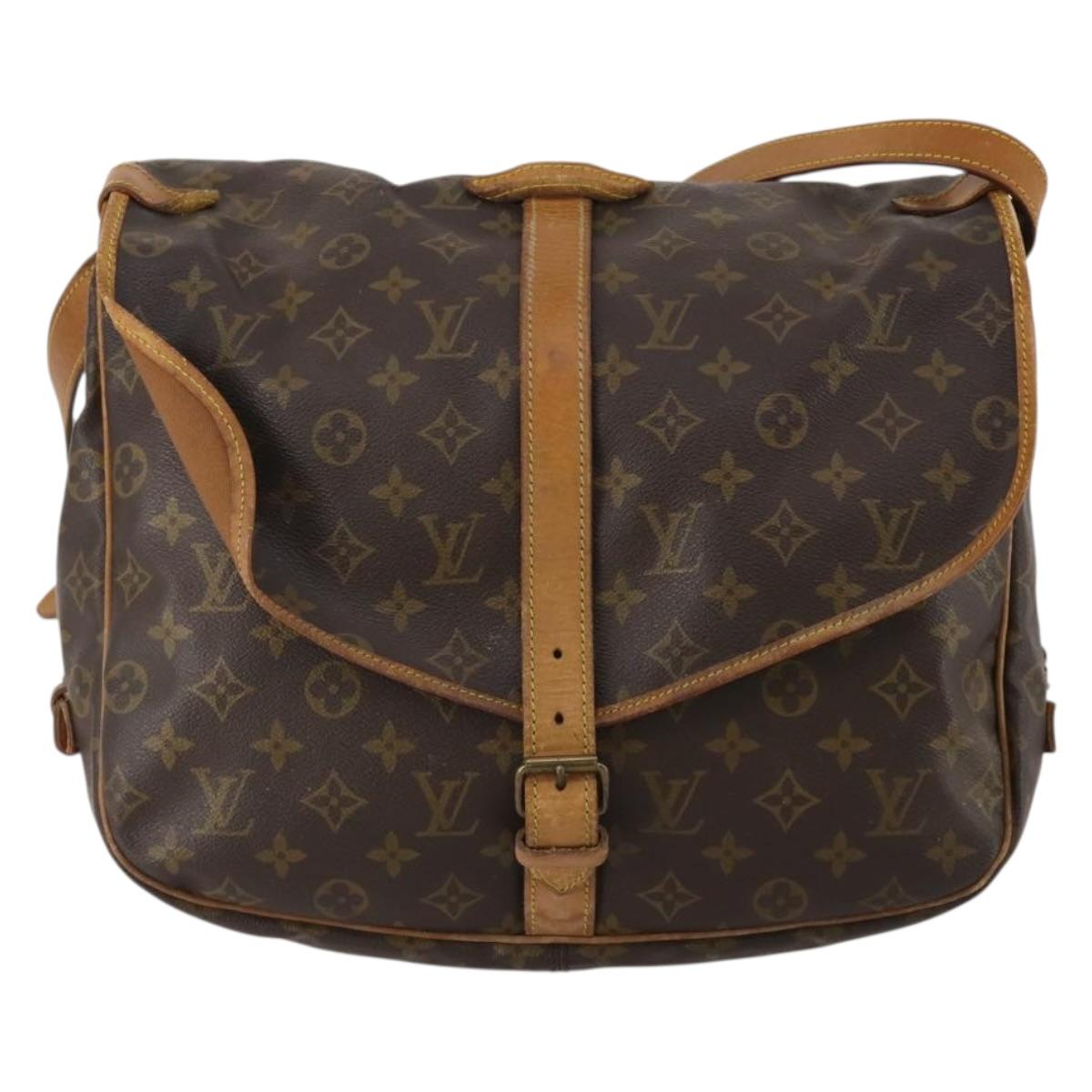 LOUIS VUITTON Monogram Saumur 35 Shoulder Bag M42254 LV Auth BA14790