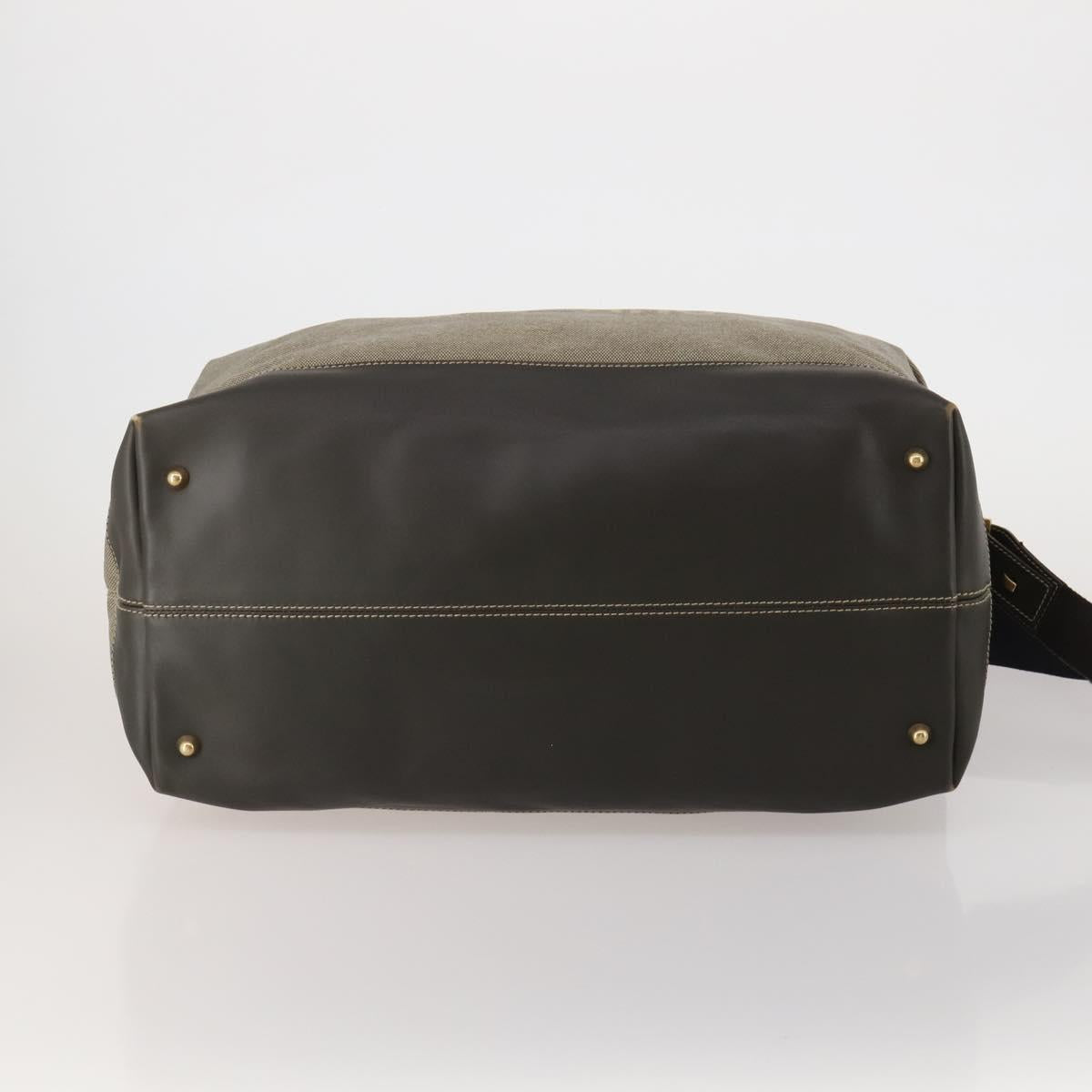 Salvatore Ferragamo Boston Bag Canvas 2way Khaki Gold Tone Auth BA14791