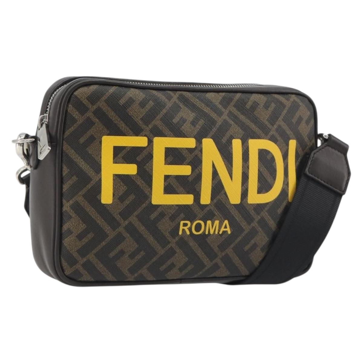 FENDI Zucca Shoulder Bag PVC Leather Brown Silver 7M0286 Auth BA14794V