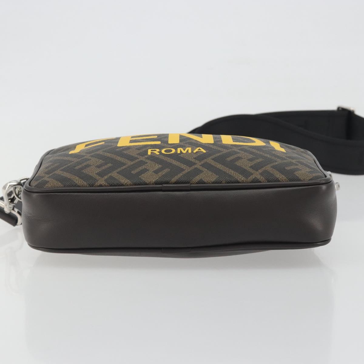 FENDI Zucca Shoulder Bag PVC Leather Brown Silver 7M0286 Auth BA14794V