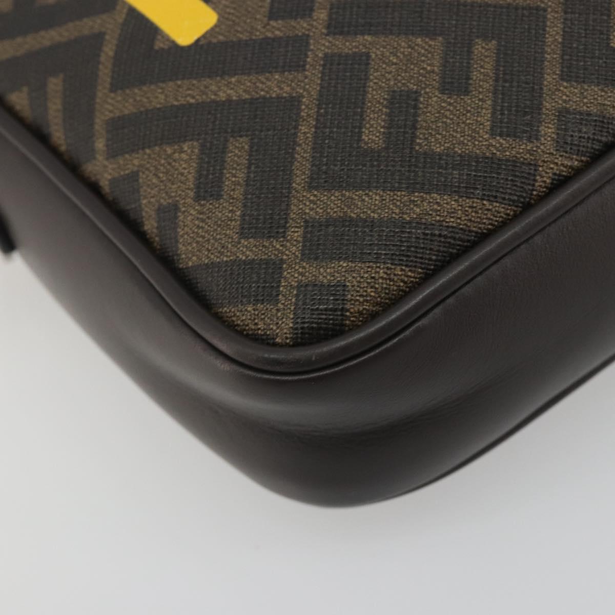 FENDI Zucca Shoulder Bag PVC Leather Brown Silver 7M0286 Auth BA14794V