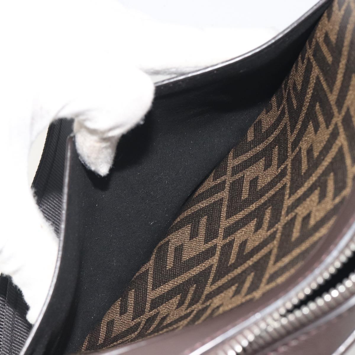 FENDI Zucca Shoulder Bag PVC Leather Brown Silver 7M0286 Auth BA14794V