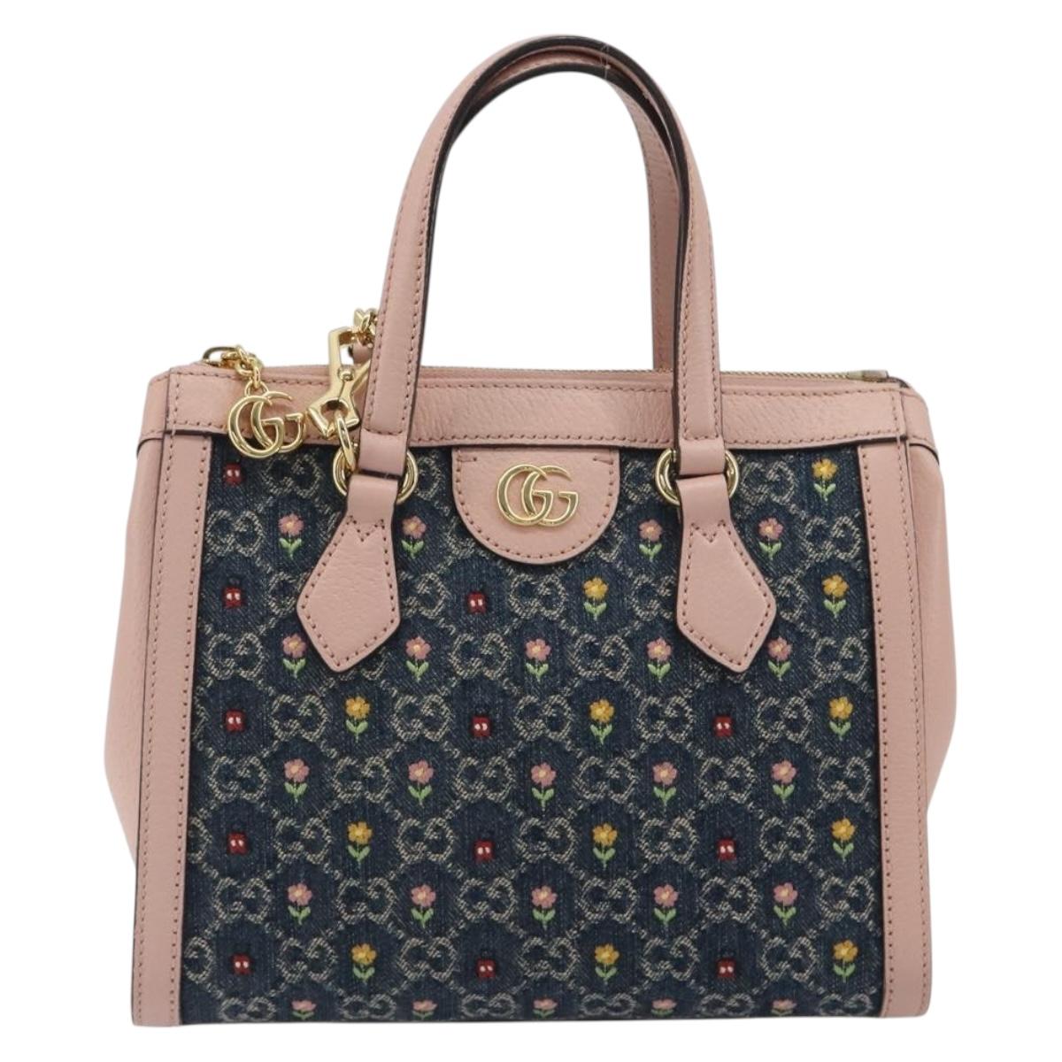 GUCCI GG Marmont Ofidia Hand Bag Denim 2way Blue 547551 Auth BA14795M