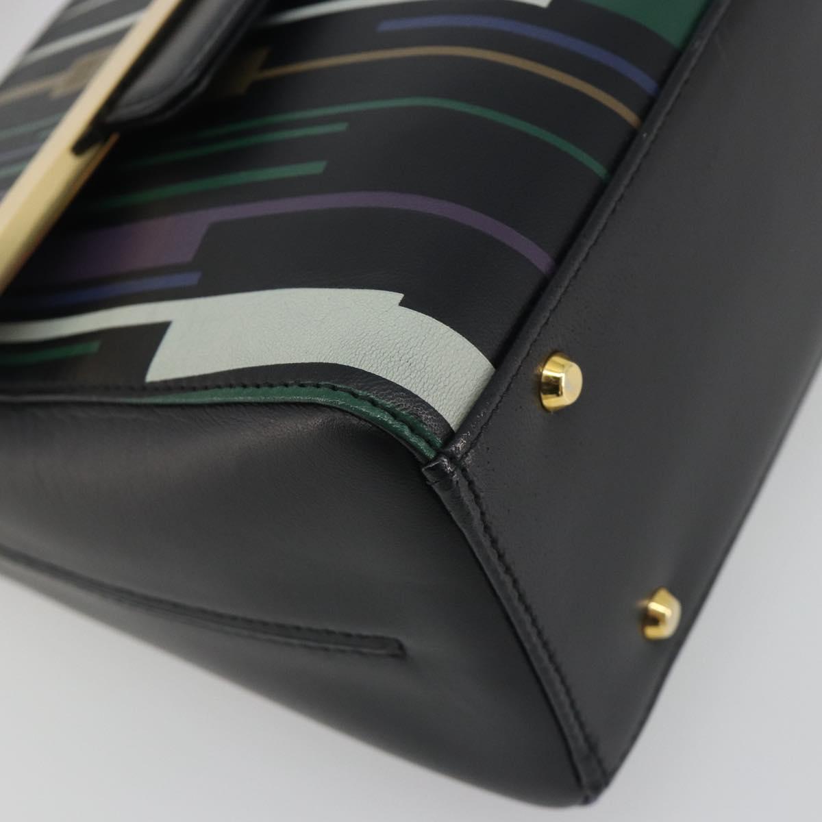 GIVENCHY Shoulder Bag Leather Black Gold Tone Auth BA14796A