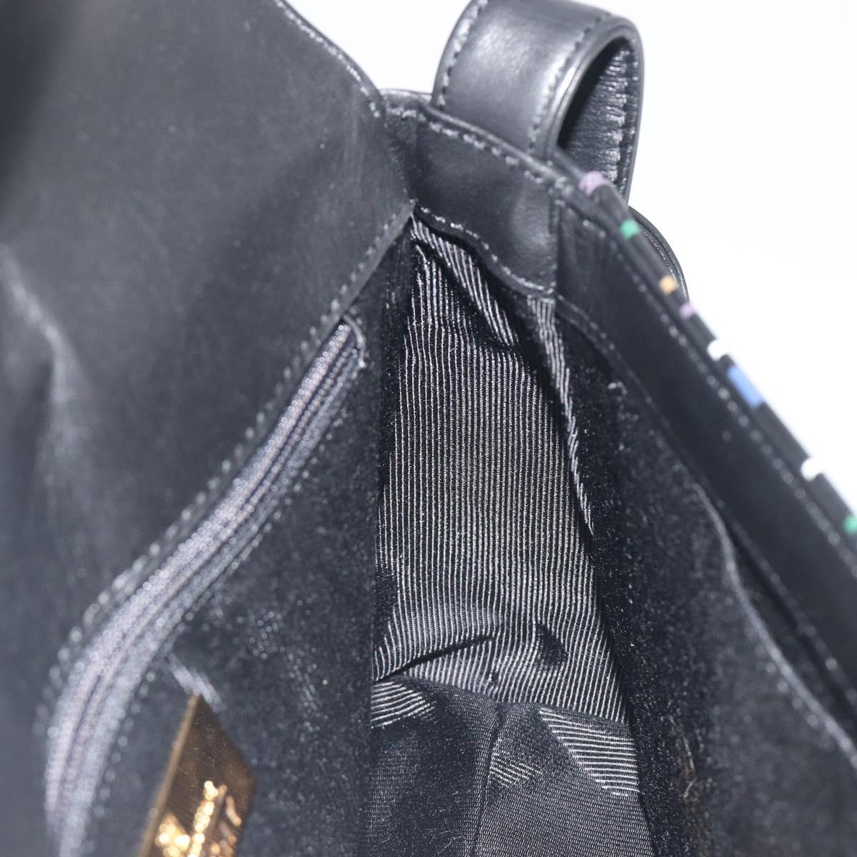 GIVENCHY Shoulder Bag Leather Black Gold Tone Auth BA14796A