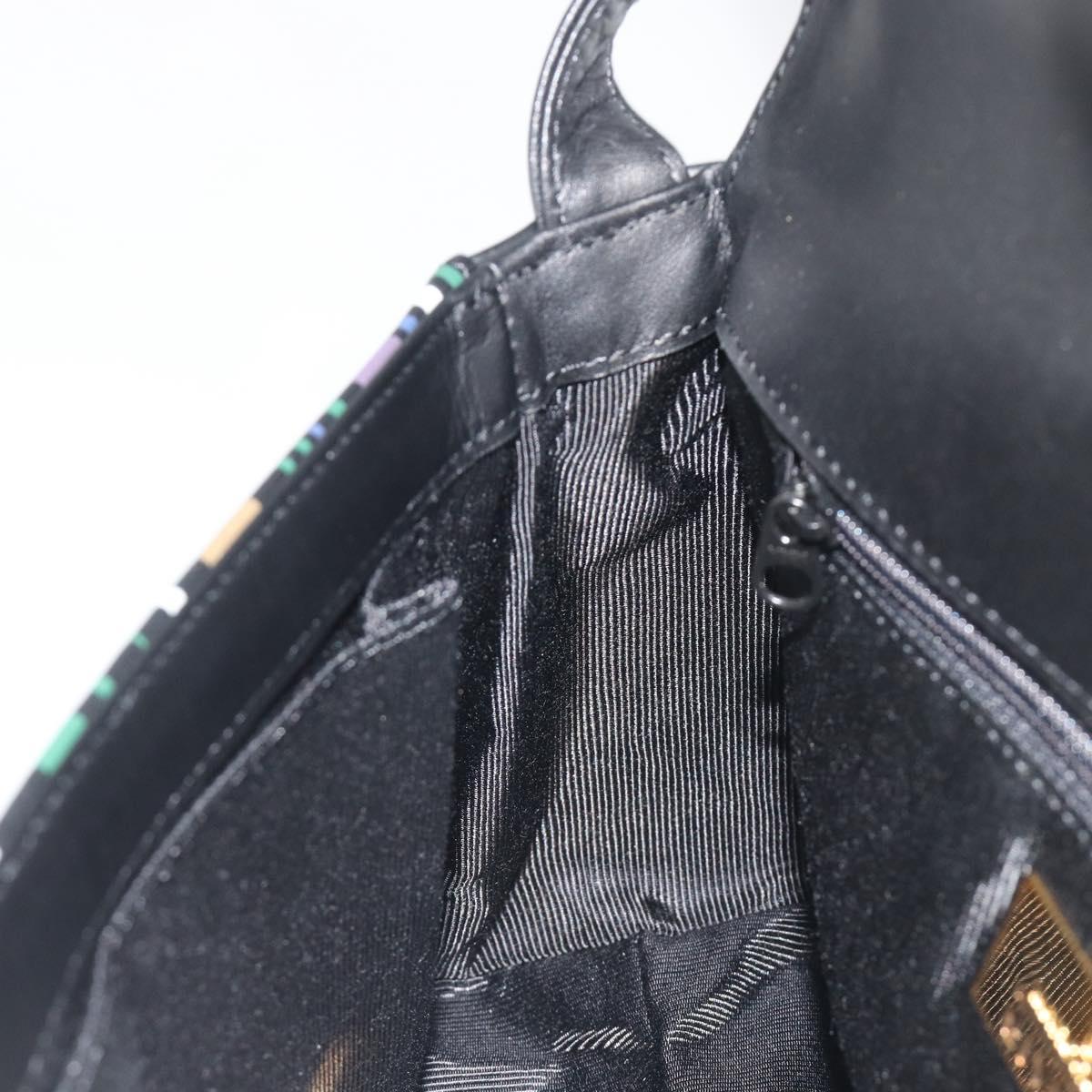 GIVENCHY Shoulder Bag Leather Black Gold Tone Auth BA14796A