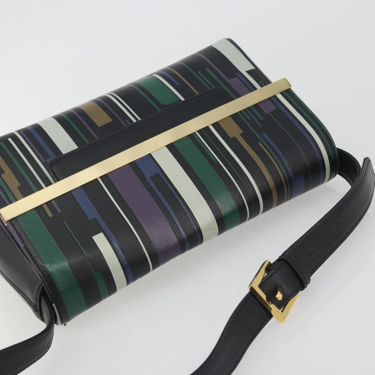 GIVENCHY Shoulder Bag Leather Black Gold Tone Auth BA14796A