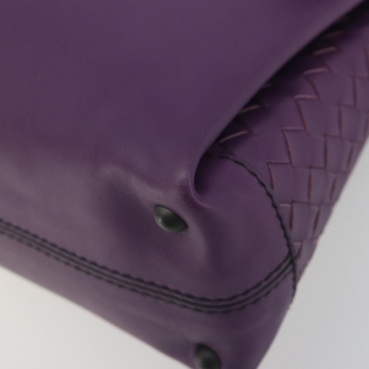 BOTTEGA VENETA INTRECCIATO Hand Bag Leather 2way Purple Gold Tone Auth BA14797V