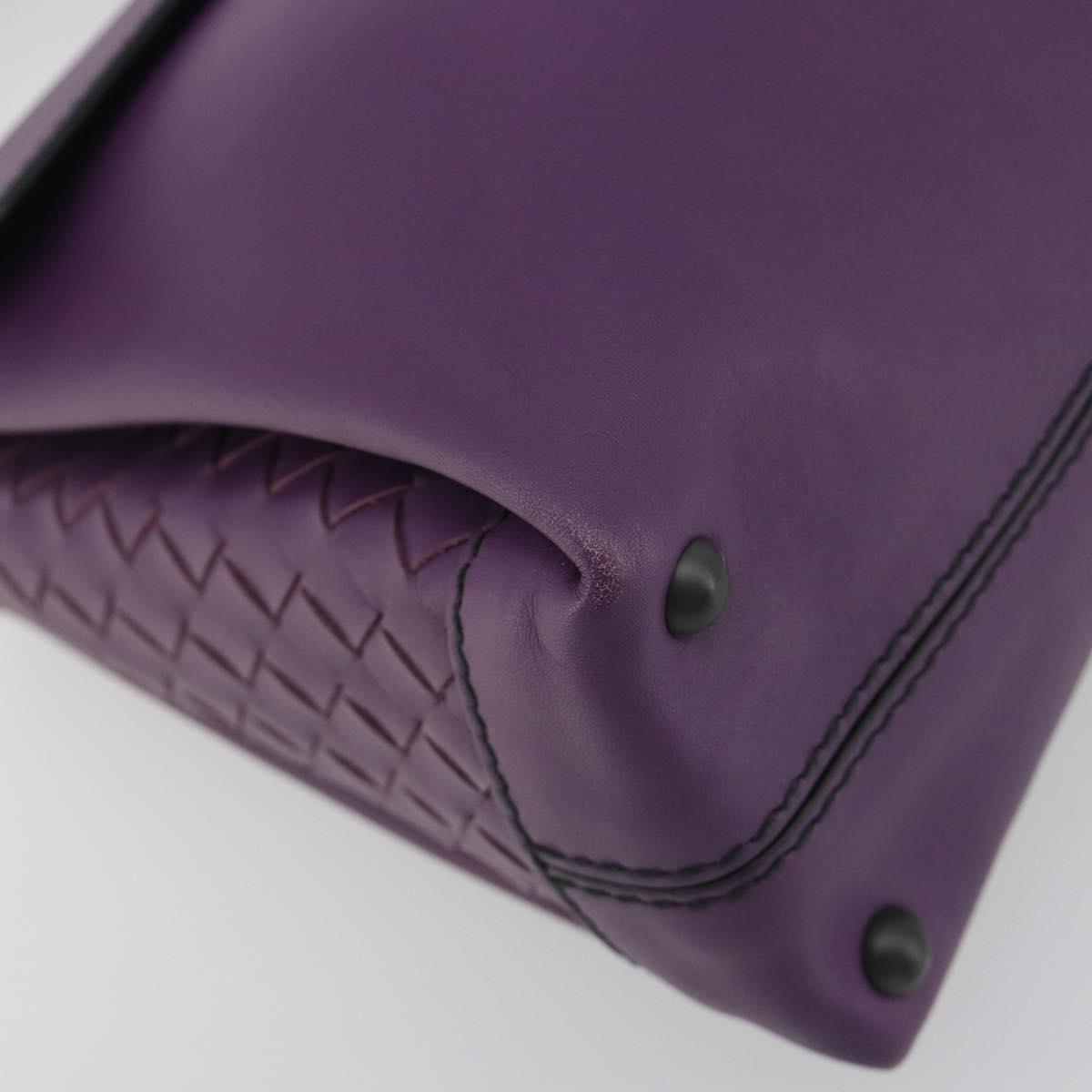 BOTTEGA VENETA INTRECCIATO Hand Bag Leather 2way Purple Gold Tone Auth BA14797V