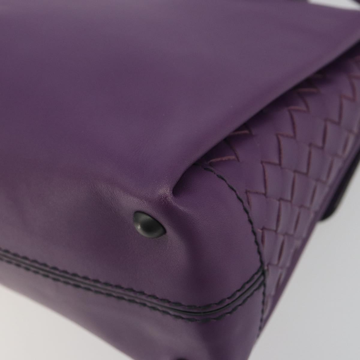 BOTTEGA VENETA INTRECCIATO Hand Bag Leather 2way Purple Gold Tone Auth BA14797V