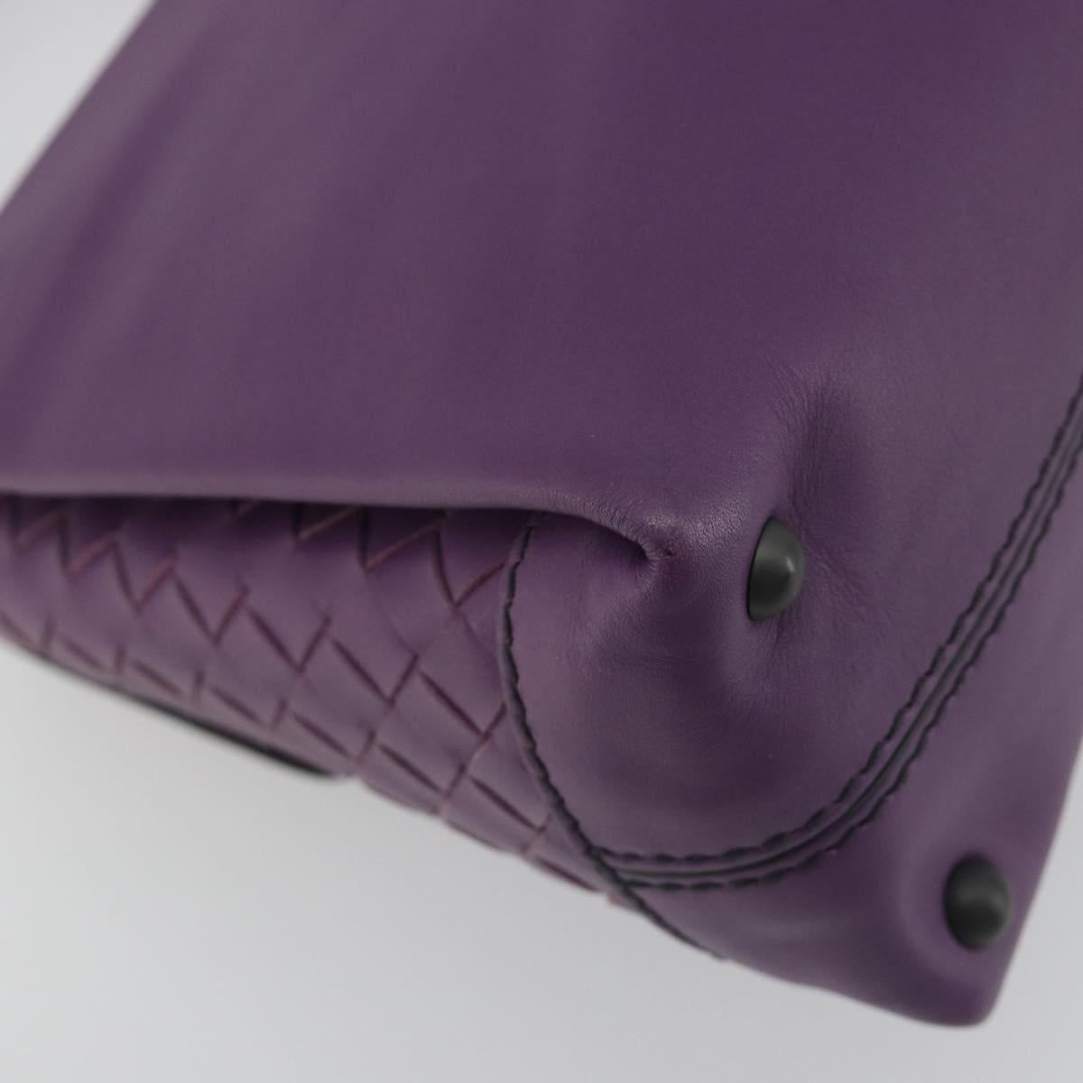 BOTTEGA VENETA INTRECCIATO Hand Bag Leather 2way Purple Gold Tone Auth BA14797V