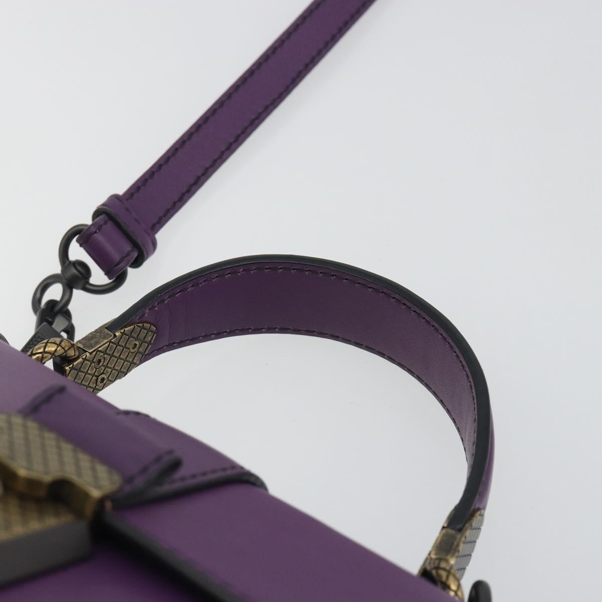 BOTTEGA VENETA INTRECCIATO Hand Bag Leather 2way Purple Gold Tone Auth BA14797V