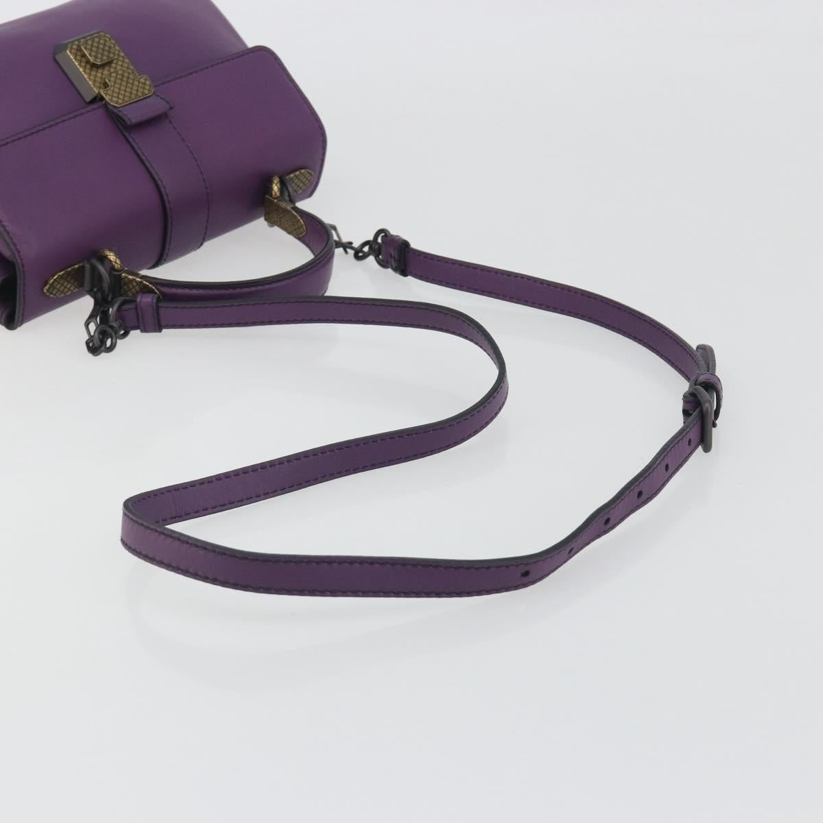 BOTTEGA VENETA INTRECCIATO Hand Bag Leather 2way Purple Gold Tone Auth BA14797V