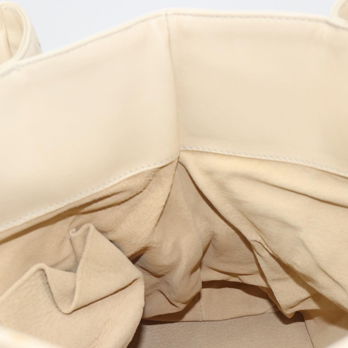 BOTTEGA VENETA INTRECCIATO Tote Bag Leather Ivory Gold Tone 171265 Auth BA14798V