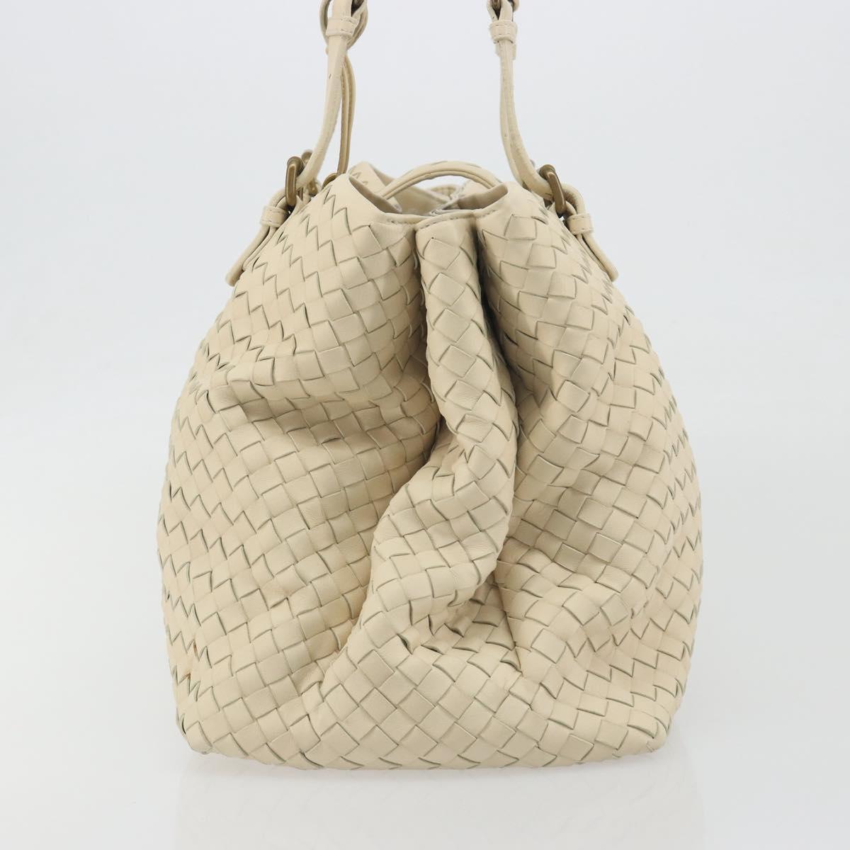BOTTEGA VENETA INTRECCIATO Tote Bag Leather Ivory Gold Tone 171265 Auth BA14798V