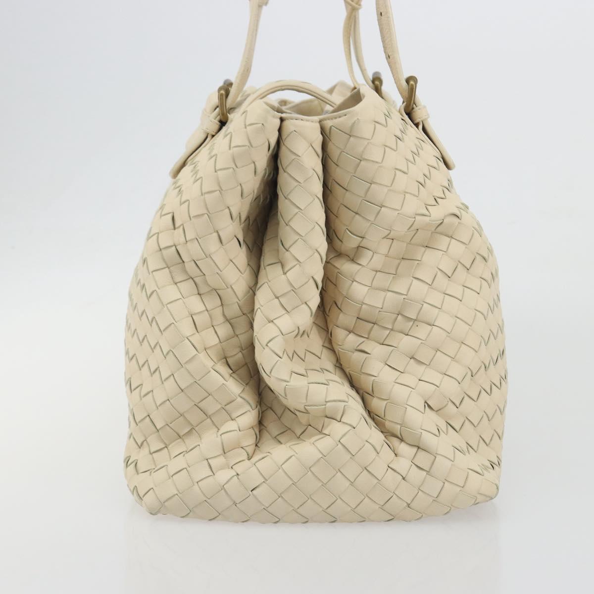 BOTTEGA VENETA INTRECCIATO Tote Bag Leather Ivory Gold Tone 171265 Auth BA14798V