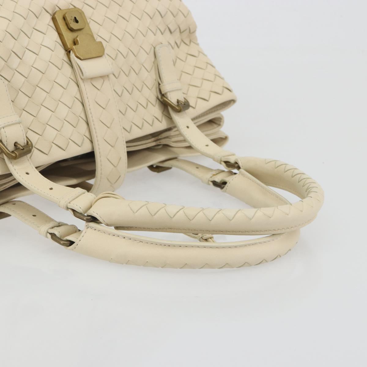 BOTTEGA VENETA INTRECCIATO Tote Bag Leather Ivory Gold Tone 171265 Auth BA14798V