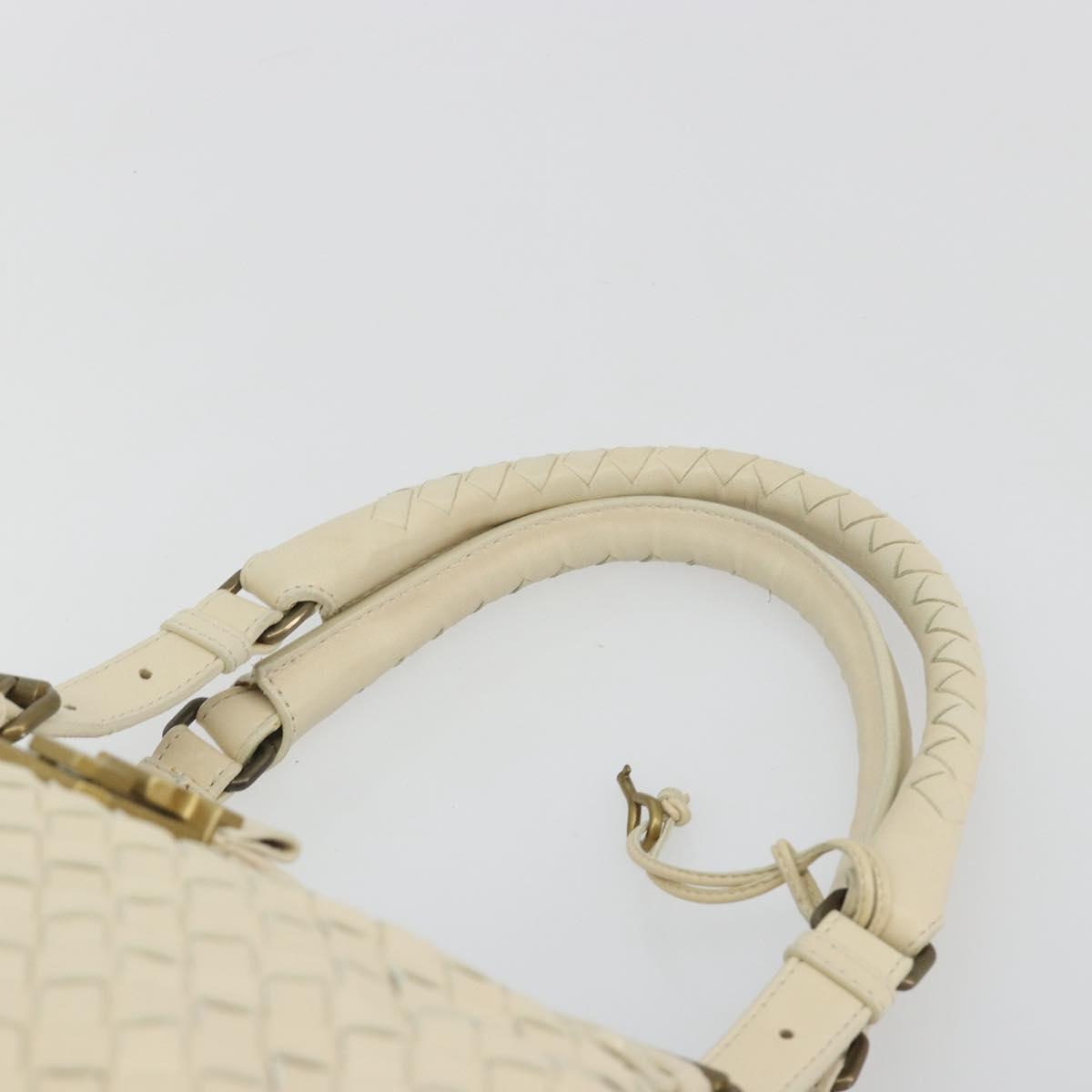 BOTTEGA VENETA INTRECCIATO Tote Bag Leather Ivory Gold Tone 171265 Auth BA14798V