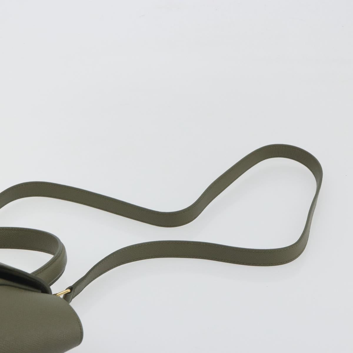 CELINE Belt Bag Leather Khaki Gold Tone Auth BA14799M