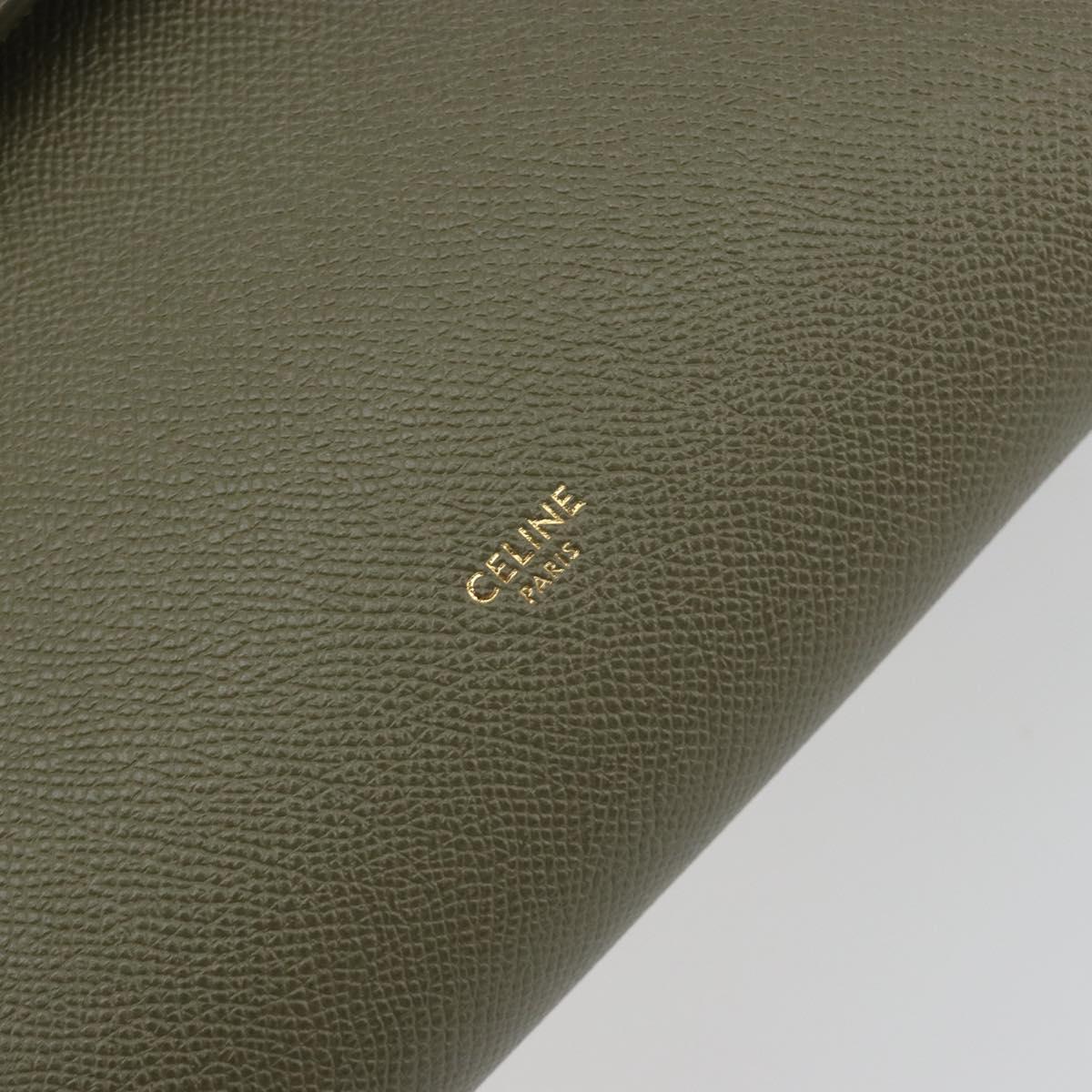 CELINE Belt Bag Leather Khaki Gold Tone Auth BA14799M