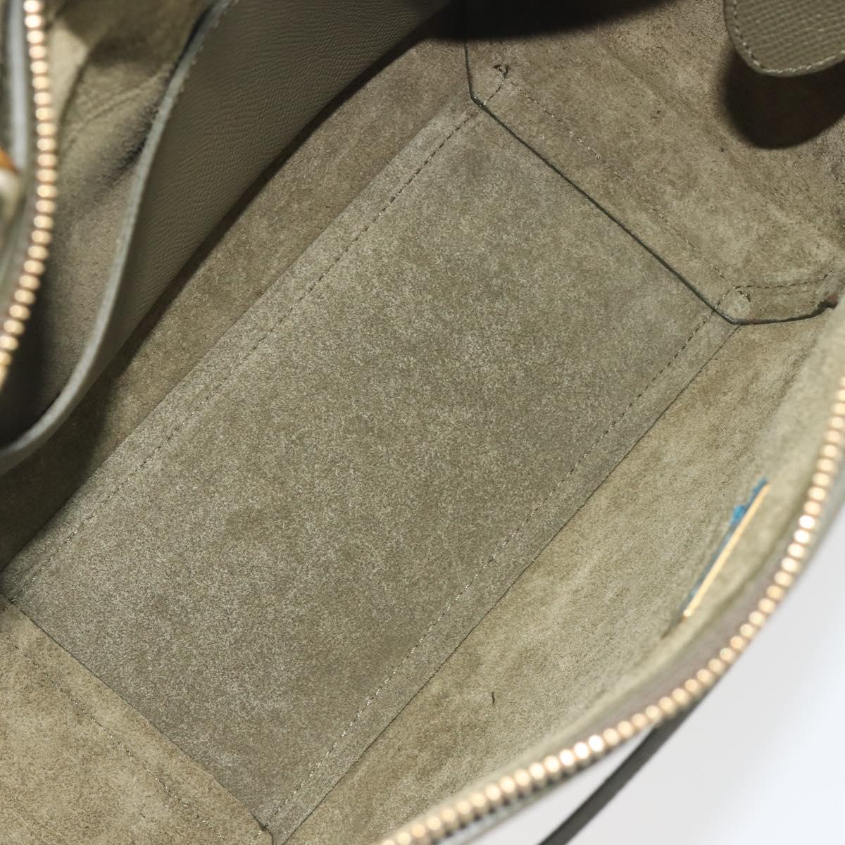 CELINE Belt Bag Leather Khaki Gold Tone Auth BA14799M