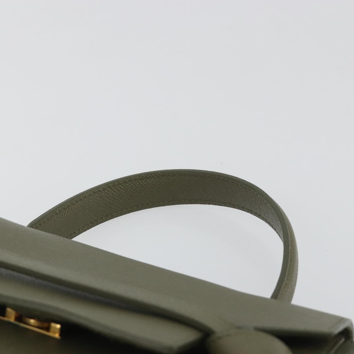 CELINE Belt Bag Leather Khaki Gold Tone Auth BA14799M