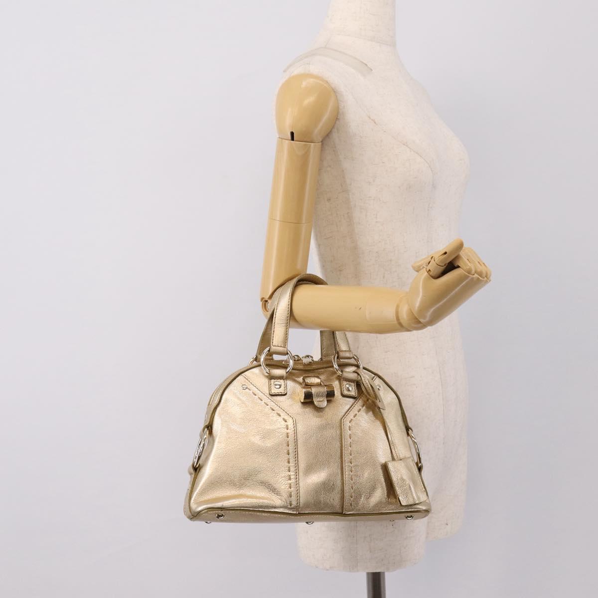 SAINT LAURENT Muse Hand Bag Leather Gold 160950 Auth BA14800V