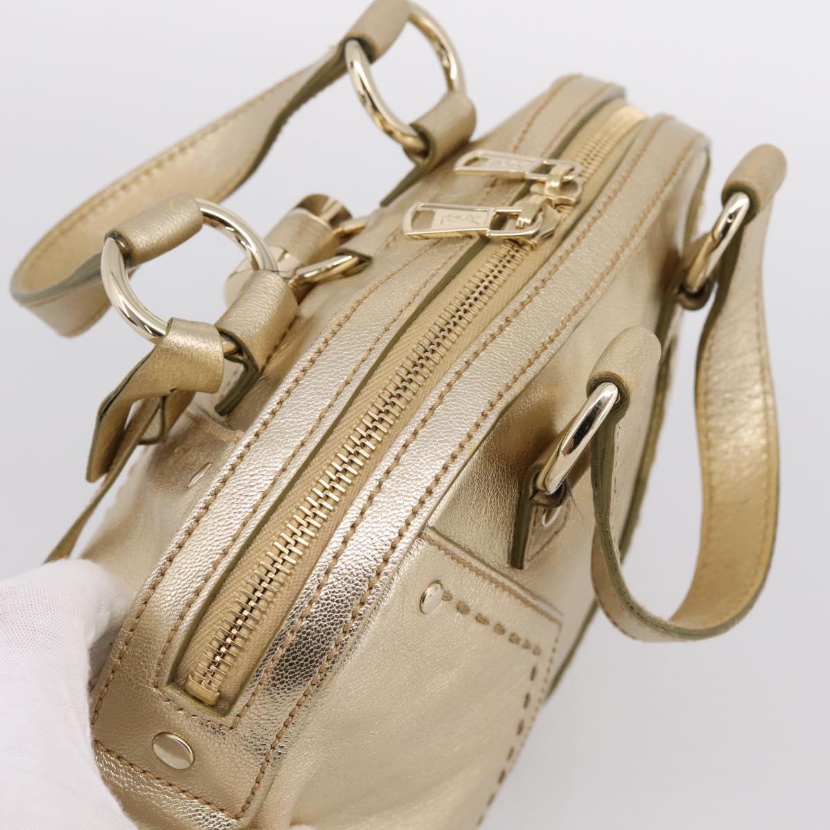 SAINT LAURENT Muse Hand Bag Leather Gold 160950 Auth BA14800V