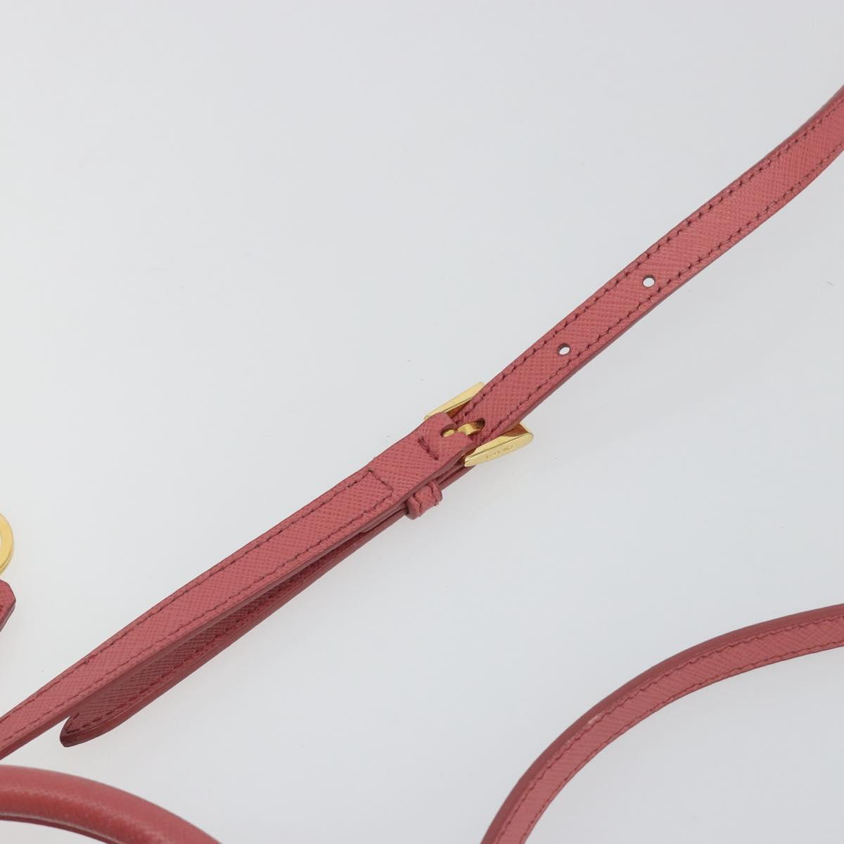 PRADA Hand Bag Saffiano 2way Pink Gold Tone Auth BA14801M