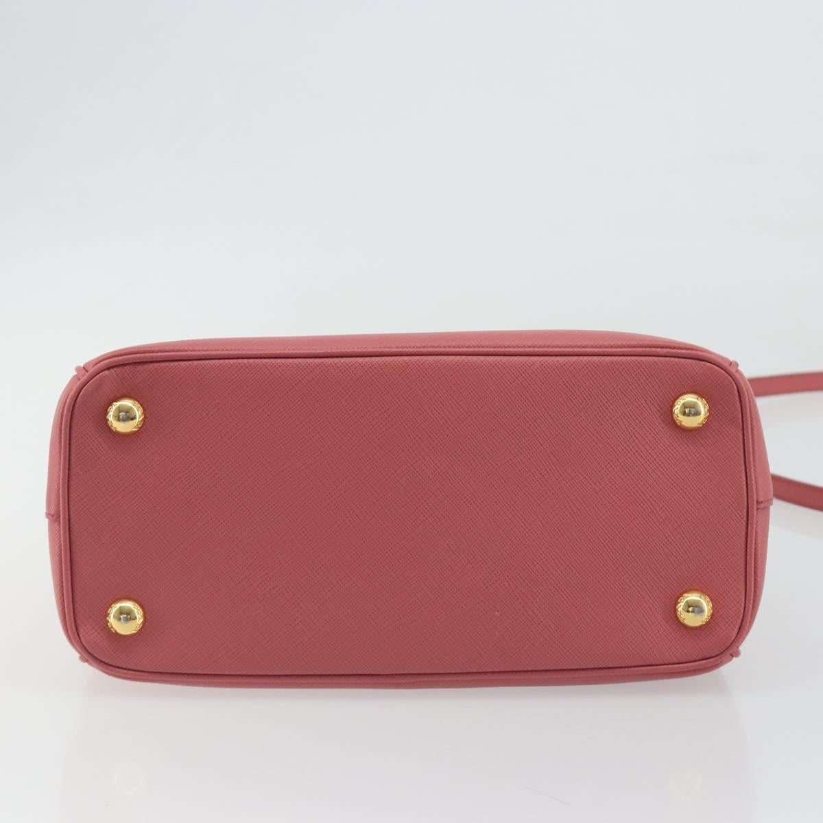 PRADA Hand Bag Saffiano 2way Pink Gold Tone Auth BA14801M