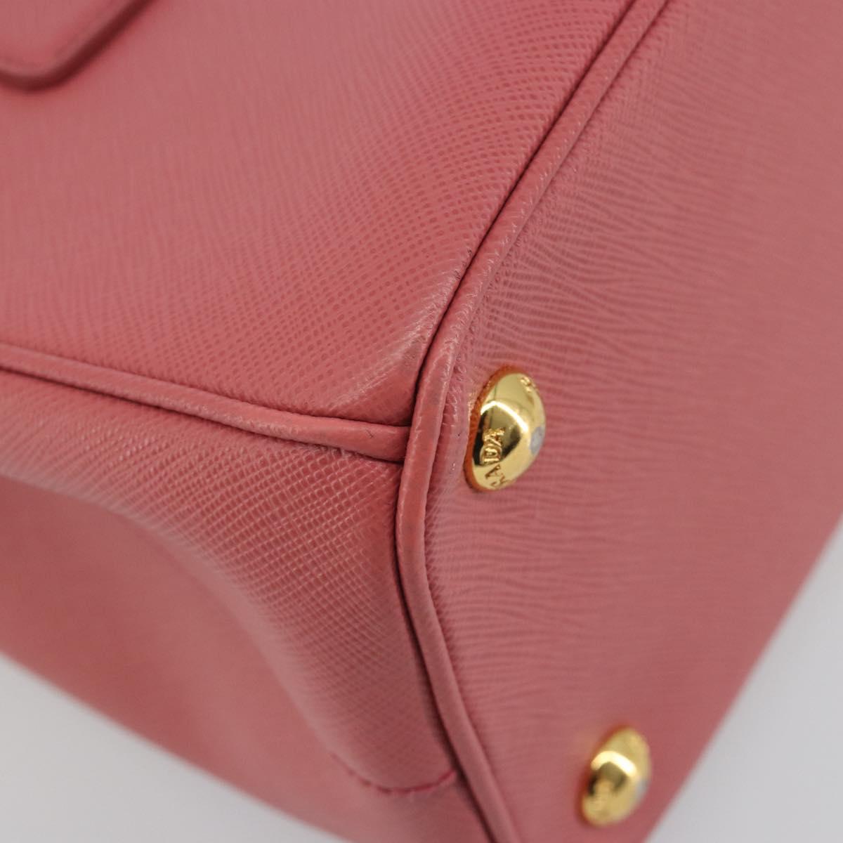 PRADA Hand Bag Saffiano 2way Pink Gold Tone Auth BA14801M