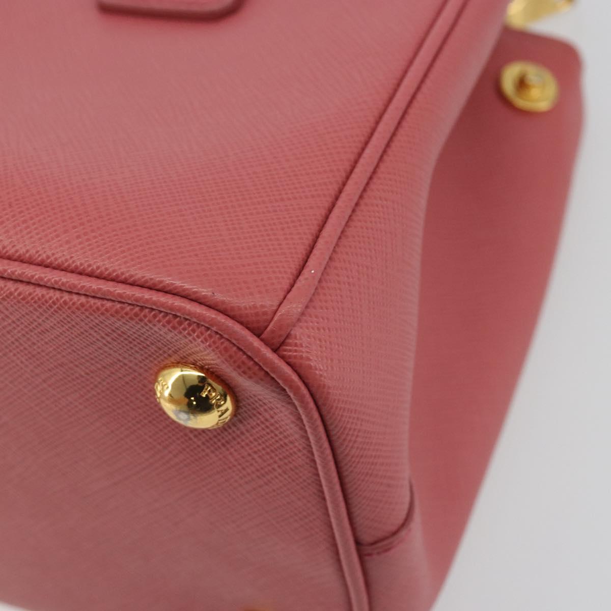 PRADA Hand Bag Saffiano 2way Pink Gold Tone Auth BA14801M
