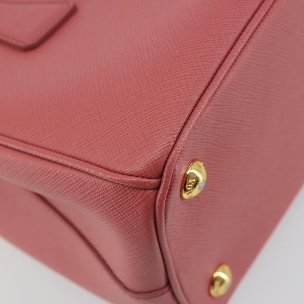 PRADA Hand Bag Saffiano 2way Pink Gold Tone Auth BA14801M
