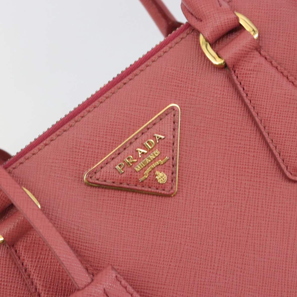 PRADA Hand Bag Saffiano 2way Pink Gold Tone Auth BA14801M