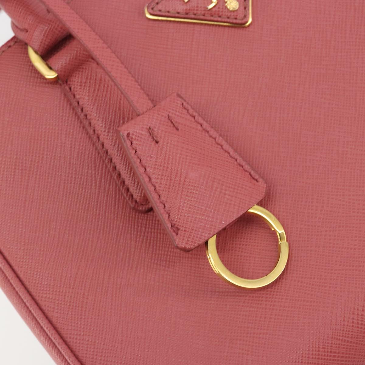 PRADA Hand Bag Saffiano 2way Pink Gold Tone Auth BA14801M