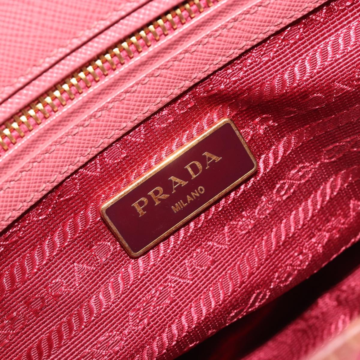PRADA Hand Bag Saffiano 2way Pink Gold Tone Auth BA14801M