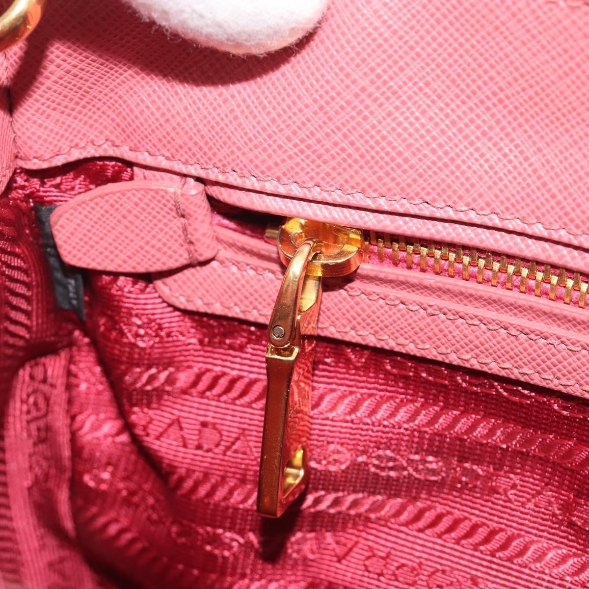 PRADA Hand Bag Saffiano 2way Pink Gold Tone Auth BA14801M