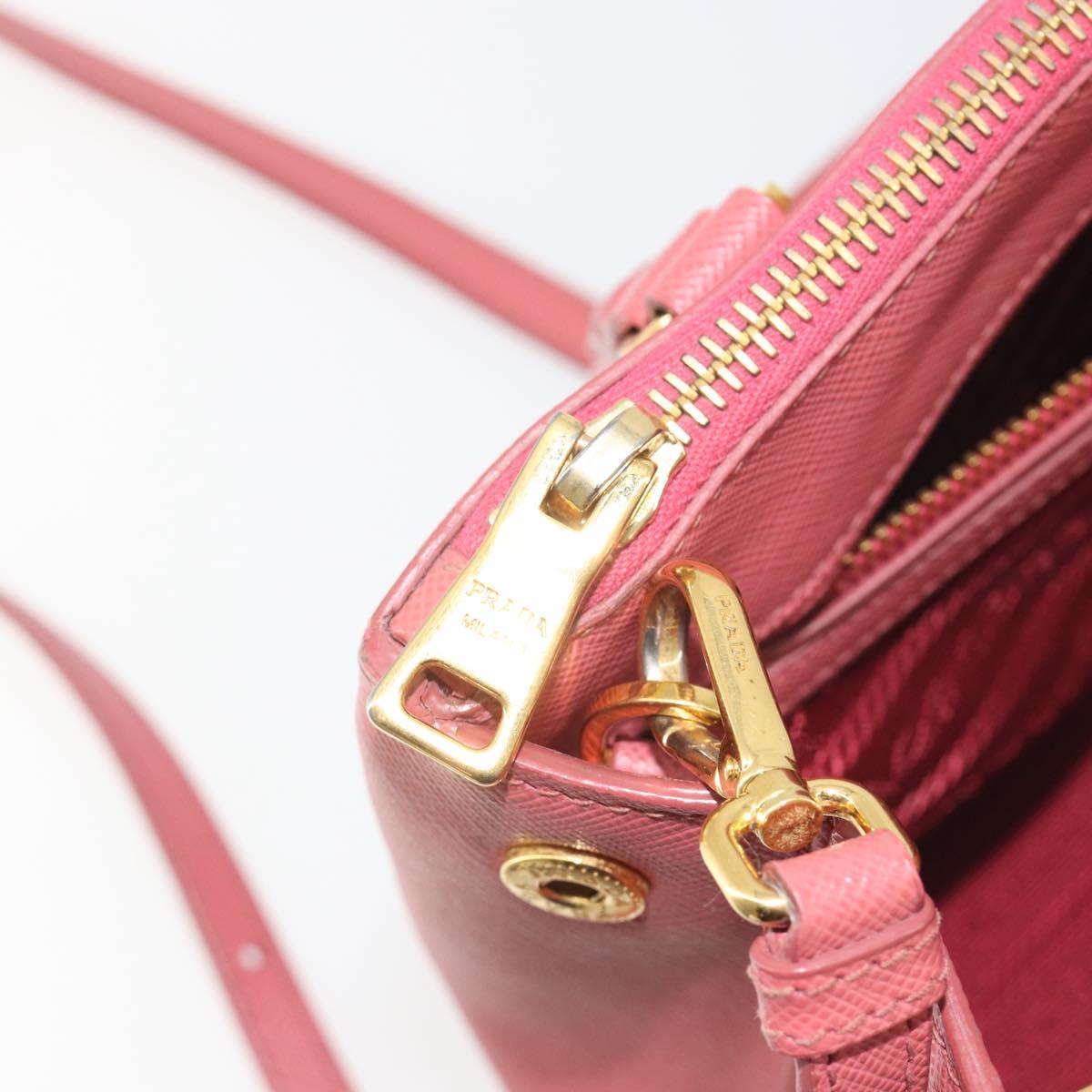 PRADA Hand Bag Saffiano 2way Pink Gold Tone Auth BA14801M